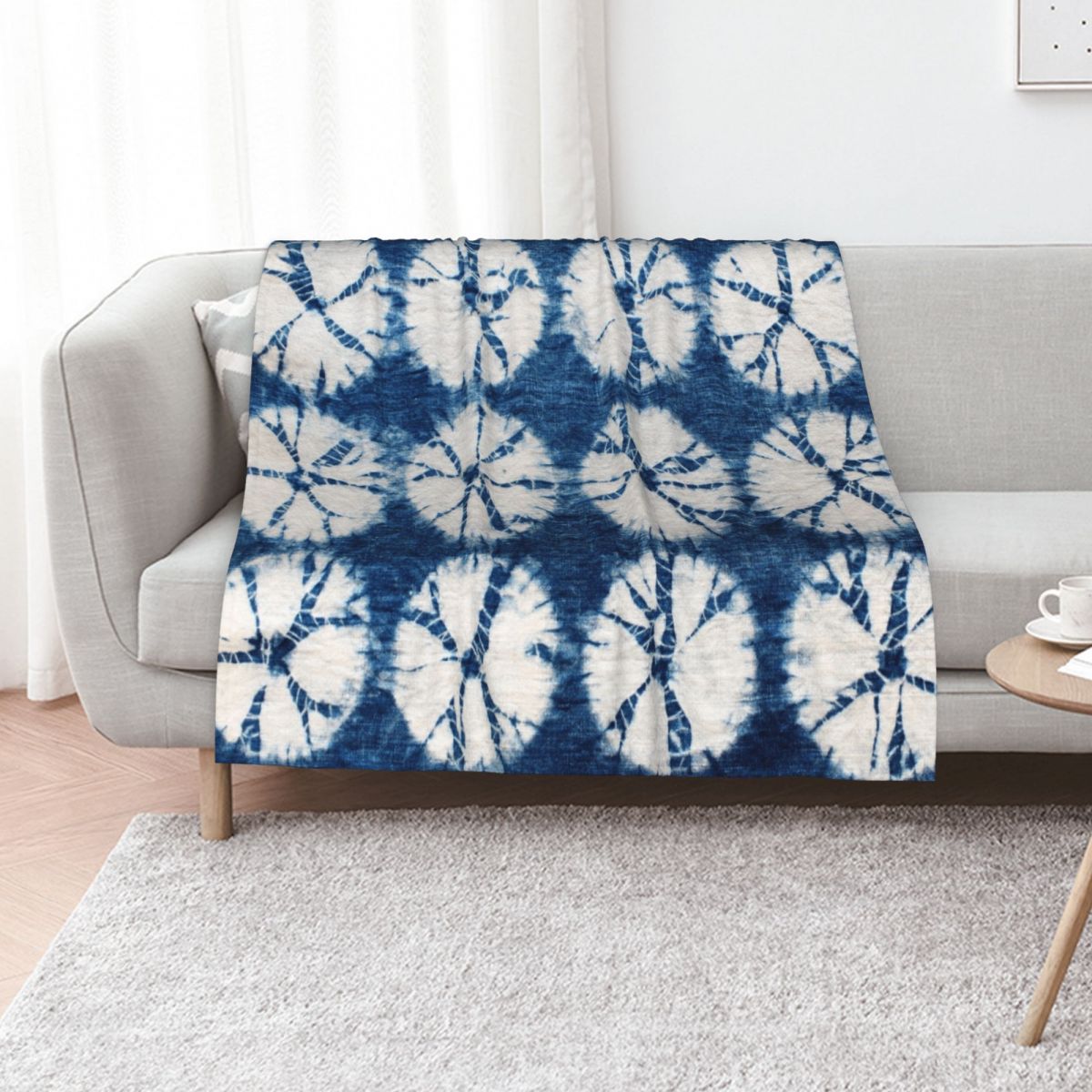 Shibori Tie Dye - Shibori Circles, Indigo, Tie Dye deken