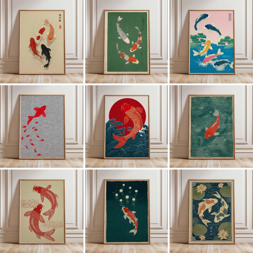 Japanese Zen Lifestyle - Japanse Koi Vis Poster Gouden Vis